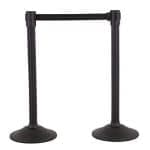 black stanchion rental red deer with two posts on white background