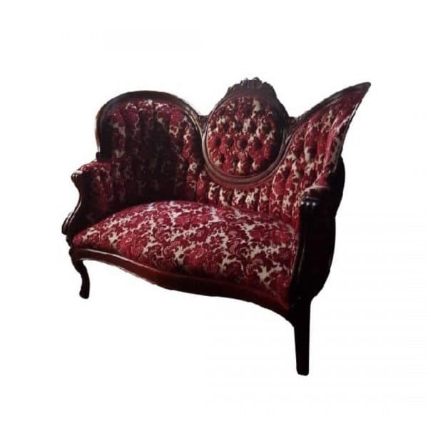 Red Victorian Settee For Rent in Lacombe